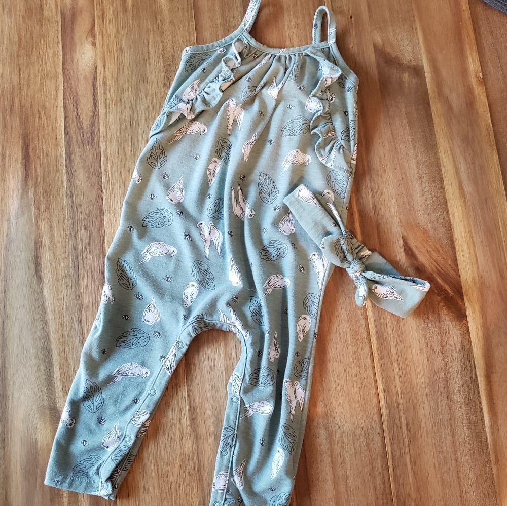 Jessica Simpson Ruffle Jumpsuit & Bow 18m NWOT